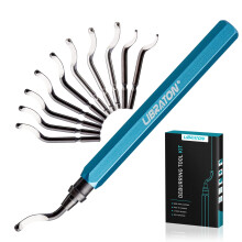 Libraton Deburring Tool with 11PCS High Speed Steel Blades, Aluminum Handle, 360 Degree Rotary Design Burr Remover for Metal, Resin, Aluminum, Copper,