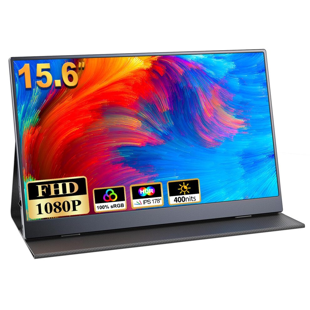 Coolhood Portable Monitor 15.6'', 1080P Fhd Plug&Play Travel Laptop Monitor W/Smart Cover, Usb-C Hdr Portable Second Computer Display, Portable Game 8000000924155