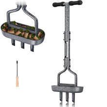 EEIEER Lawn Aerator, Lawn Aerator for Lawn Hollow Spoon with Storage Tray, Curved Edge, T-Handle, Lawn Woodpecker, Heavy Duty Hand Scarifier, Lawn