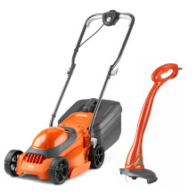 Flymo EasiMow 300R Lawn Mower and MiniTrim Grass Trimmer - 30 cm Cutting Width, 30 Litre Grass Box, Close Edge Cutting, Rear Roller, Comfortable to