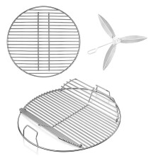 Denmay 54.6cm Cooking Grate, Charcoal Grate and Cleaning System Kit for Weber 57cm One-Touch Silver, Master-Touch, Bar-B-Kettle and One-Touch Charcoal
