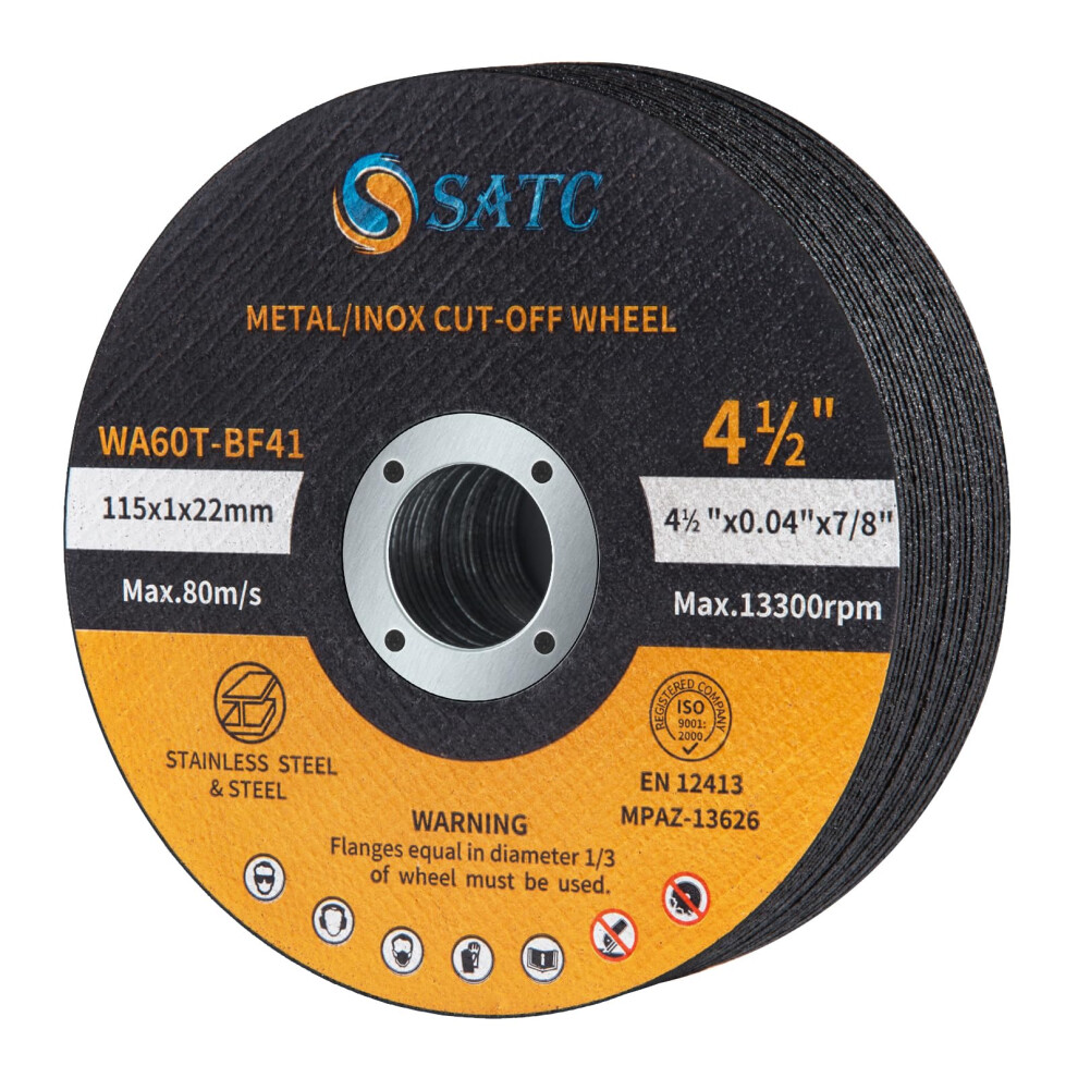 Satc 115Mm Cutting Discs 30-Peice Durable Angle Grinder Discs Ultra Thin 1Mm For Fast & Precise Cutting Of Steel, Iron, Aluminum, & Ferrous Metals 8000000934475