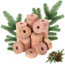 GOYADA 100 PCS Cedar Wood Moth Repellent Rings, Natural Cedarwood Rings Balls Refresher, Moth Protection Rings for Hangers Wardrobes Clothes Storage