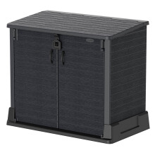 Duramax Cedargrain StoreAway 850L Plastic Garden Storage Shed - Outdoor Storage Shed, Wheelie bin box, Durable Construction, Ideal for Tools, BBQs &