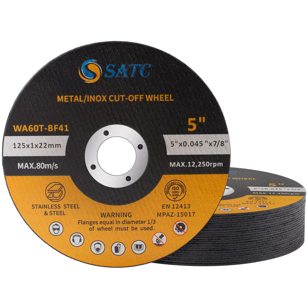 Satc 125Mm Cutting Discs 25-Peice Durable Angle Grinder Discs Ultra Thin 1Mm For Fast & Precise Cutting Of Steel, Iron, Aluminum, & Ferrous Metals 8000000934437