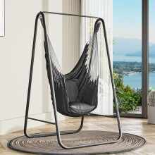 YITAHOME Hammock with Stand, Max. load 150 kg, Hammock Stand with Hanging Swing, 85x92x153 cm, Sturdy Steel Frame, Swing Chair with 2 Hooks and 2 Back