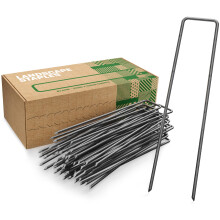GardenGloss Garden Pegs Stakes Made of Steel non-galvanized (100pcs) - Strong Landscape Staples for Weed Control Membrane, Netting and Fence - Ground