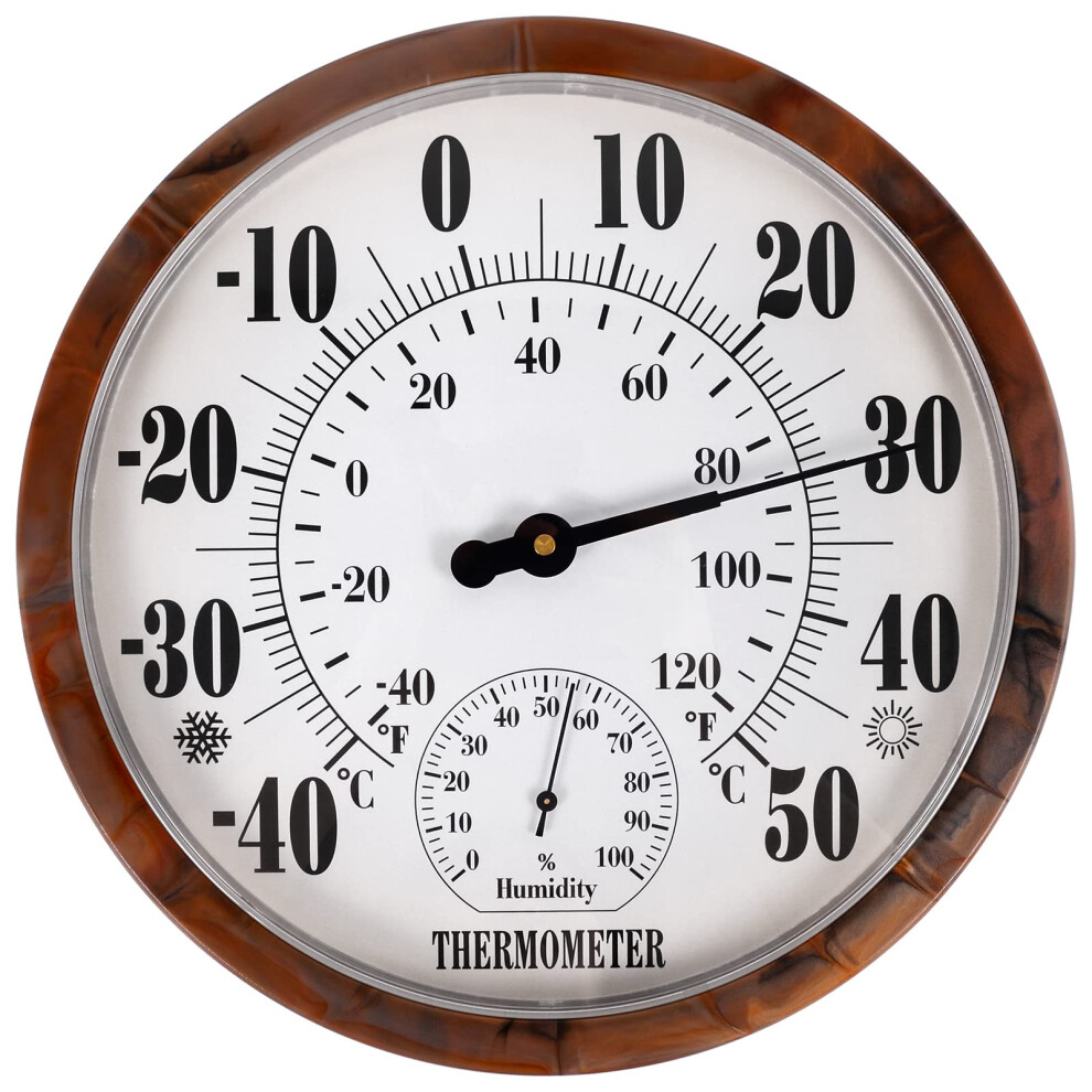 Pyntop Indoor Outdoor Thermometer Hygrometer - 10 Inch Outdoor Thermometer Large Numbers, 2 In 1 Thermometer Hygrometer, Outside Thermometers For Patio