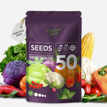 Garden Pack Seeds Pouch - 50 Varieties of Herb, Flower & Vegetable Seeds for Planting - Grow Your Own Vegetable Garden - Gardening Gifts for Women and