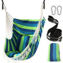 Chihee Hammock Chair Hanging Swing 2 Seat Cushions Included,Strong Webbing Straps and Hooks for Easy Hanging Soft Cotton Weave Hanging Chair Side