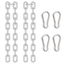 DesertBoy 2Pcs Stainless Steel Chain Heavy Duty M4 Hanging Chair Chain (0.6M/23.7Inch) with M6 Carabiners Swing Chain for Hanging Sandbags, Hanging