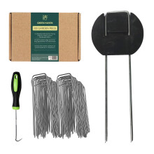 Green Haven Garden Pegs Buffer Bundle 100 Pack - Heavy Duty Garden Pegs for Weed Control Membrane Pegs, Weed Barrier Fabric, Netting & Landscaping,