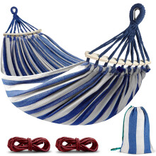 MOSFiATA 275x155cm Hammock with Spreader Bars, Camping Hammock Outdoor, with Thickened Durable Canvas Fabric and Sturdy Metal Knot, 550 lb Load
