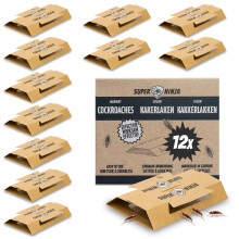 Super Ninja Cockroaches Killer - 12 Traps - Highly Effective and Ecological Cockroach Trap - User Friendly - Up to 3 Months per Trap