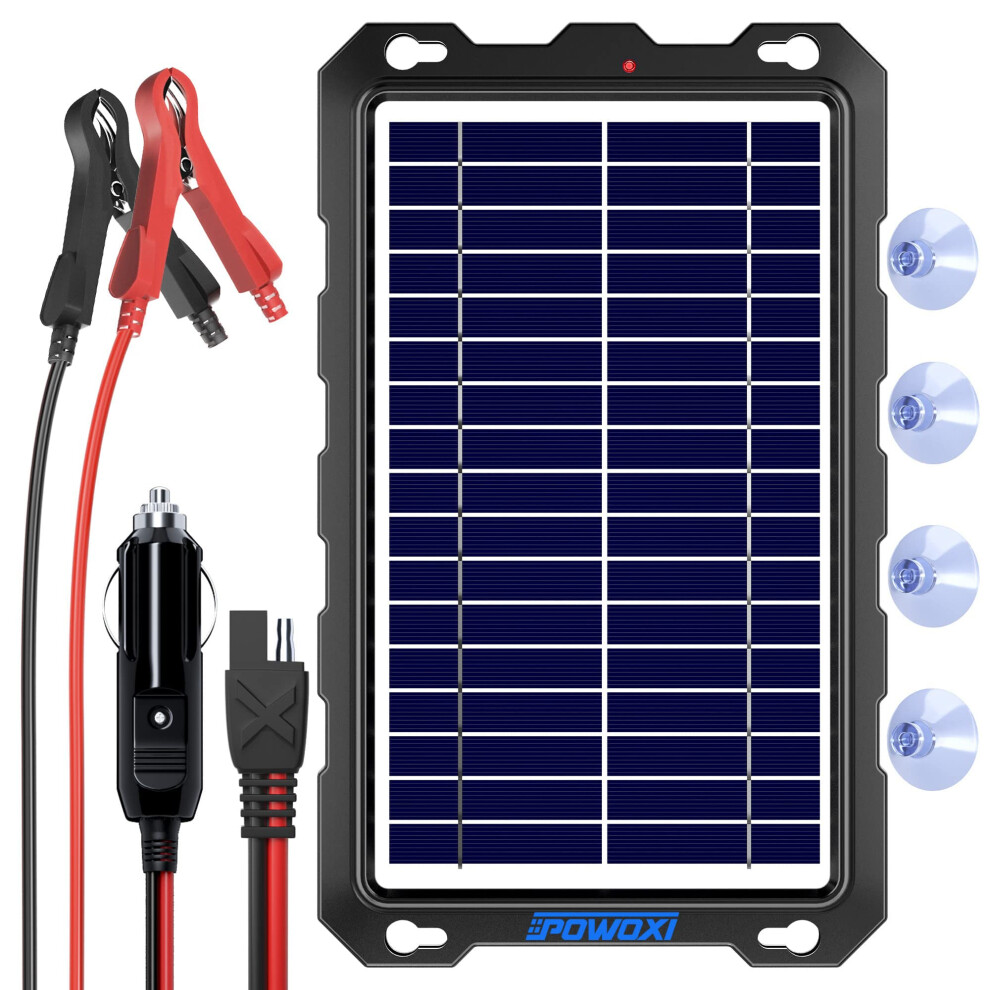 Upgraded 7.5W-Solar-Battery-Trickle-Charger-Maintainer-12V Portable Waterproof Solar Panel Trickle Charging Kit For Car, Automotive, Motorcycle, Boat, 8000000970466