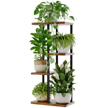 Bamworld 4 Tier Plant Stands Indoor, Corner Shelf Plant Stand for Multiple Indoor Plants, Metal Tiered Display Stand for Living Room Balcony Garden