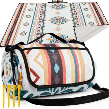 Aptliton Waterproof Picnic Blanket, 200 x 200 cm, Large Picnic Mat with 4 Stakes Carry Strap for Camping, Park, Garden, Beach, Outdoor, Machine