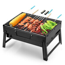 Uten Small BBQ Grill, Portable Folding Charcoal Barbecue Grill, Stainless Steel Desk Table Top BBQ for Garden Outdoor Cooking Camping Hiking Picnics