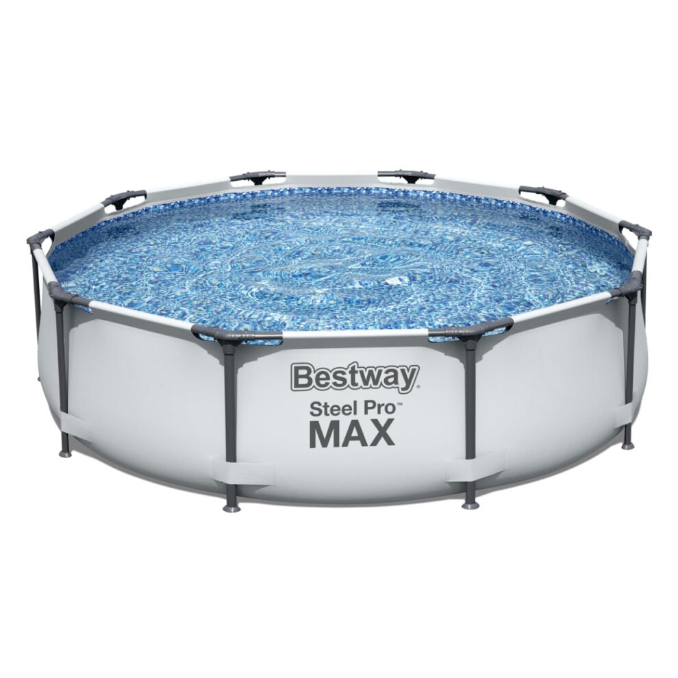 Bestway Steel Pro Max | Round Frame Swimming Pool with Filter Pump, Above Ground Frame Pools, Grey, 10?