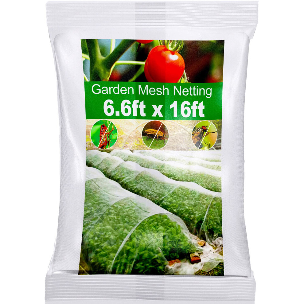 Wohohoho Garden Insect Mesh Netting 6.6Ft X 16Ft (2M X 5M), 1Mm Ultra Fine Mosquito Netting Bug Netting Bird Netting Insect Barrier, 60 Mesh Per Inch