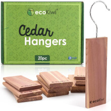 ecoKiwi Moth Repellent for Wardrobes & Clothes - 20 Pack Cedar Wood Hanging Blocks - Cedarwood Moth Repellent Wardrobe Freshener - 100% Natural Oil