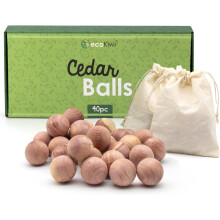 ecoKiwi Moth Balls 40 Pack - Cedarwood Moth Repellent - 100% Natural Cedar Balls Moth Repellent for Wardrobes - Cedar Oil Moth Repellent Anti Moth -