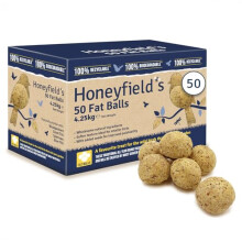 Fat Balls for Wild Birds (50) - High Energy Suet Feed, Nutritious, Great for Hanging Feeders, Attracts Birds to Garden All Year Round - Honeyfield's