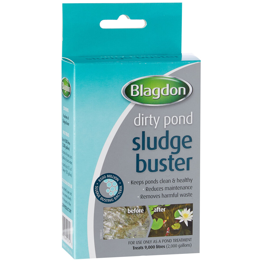 Blagdon Pond Sludge Buster, Digests Harmful Organic Waste, Introduces Good Bacteria, Keeps Pond Clean, 4 X 9G Sachets, Each Sachet Treats 2,273 Litres