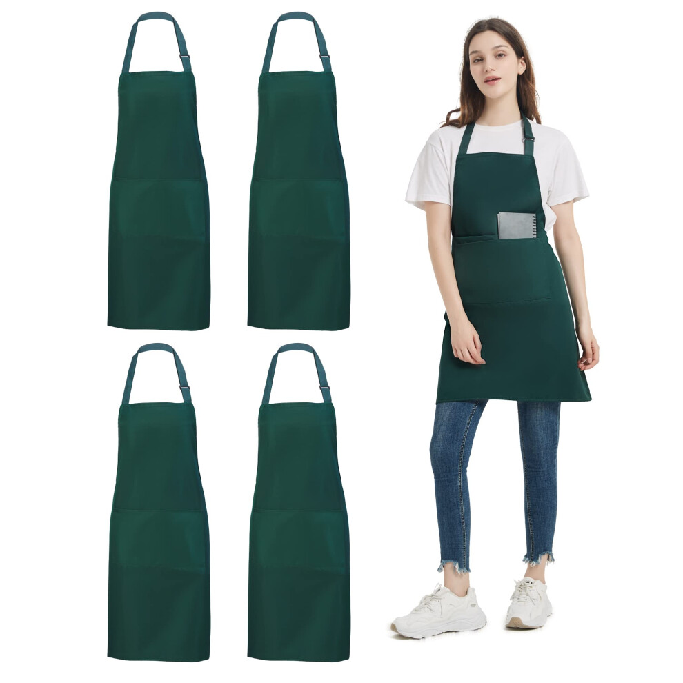 Atopo 4 Packs Chef Apron, Waterproof Catering Apron With 2 Pockets, Adjustable Work Apron Perfect For Kitchen Cooking Painting Gardening Cleaning