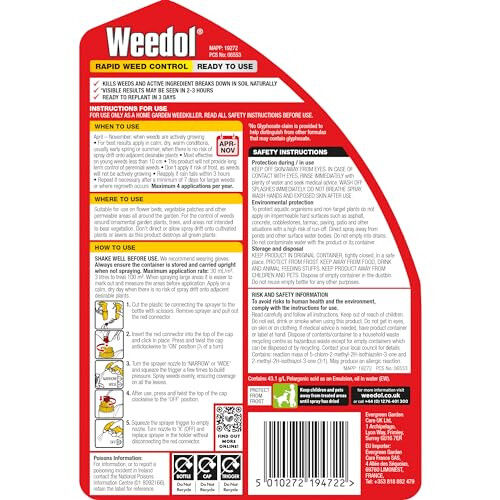 Weedol Weedol Rapid Weedkiller with Manual Sprayer, Ready To Use, 3L 1