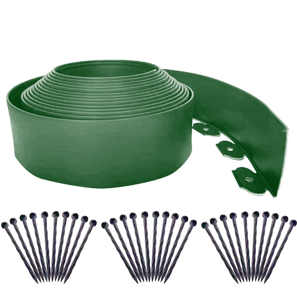 Shsyue Flexible Lawn Edging 10M,Plastic Garden Edging Border [Extra Tall 10Cm Hight]With 30Pcs Securing Pegs,No Dig Landscape Edging Kit Mini Fence For