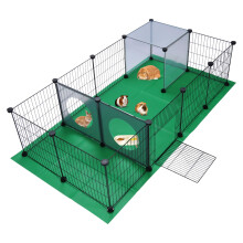 SILVER VALLEY Pet Playpen, Small Animals Cage, Exercise Fence with Mat, DIY Iron Mesh Panel, Interesting Game Holes Design, Ideal for
