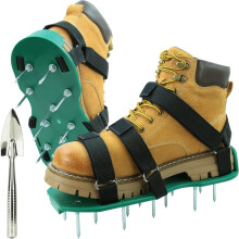 Lawn Aerator Shoes with Dual Straps On Instep & Shovel Heavy Duty Spiked Aerating Sandals Shoes Effective Aerating Universal Size Pre-Assembled Lawn
