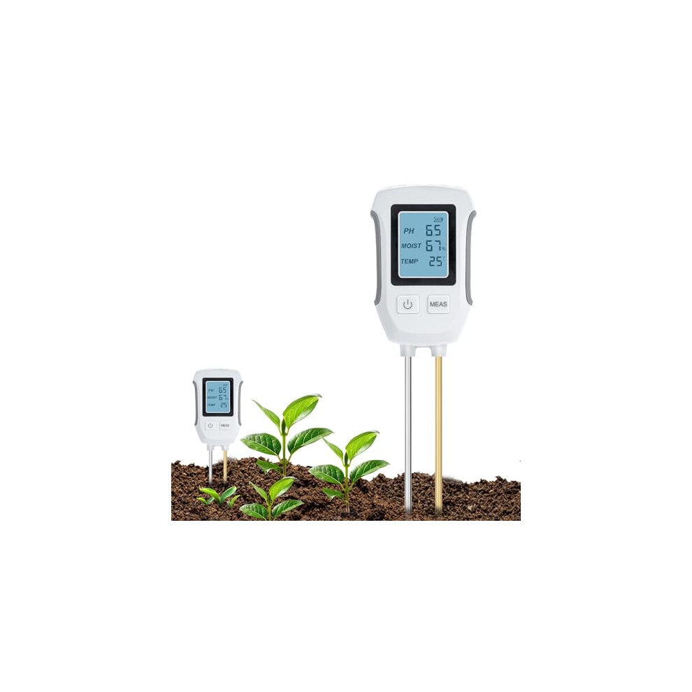 Mcbazel Soil Meter,3 In 1 Digital Plant Soil Moisture Meter With Ph/Moisture/Temperature For Garden,Lawn,Farming And House/Outdoor Plants