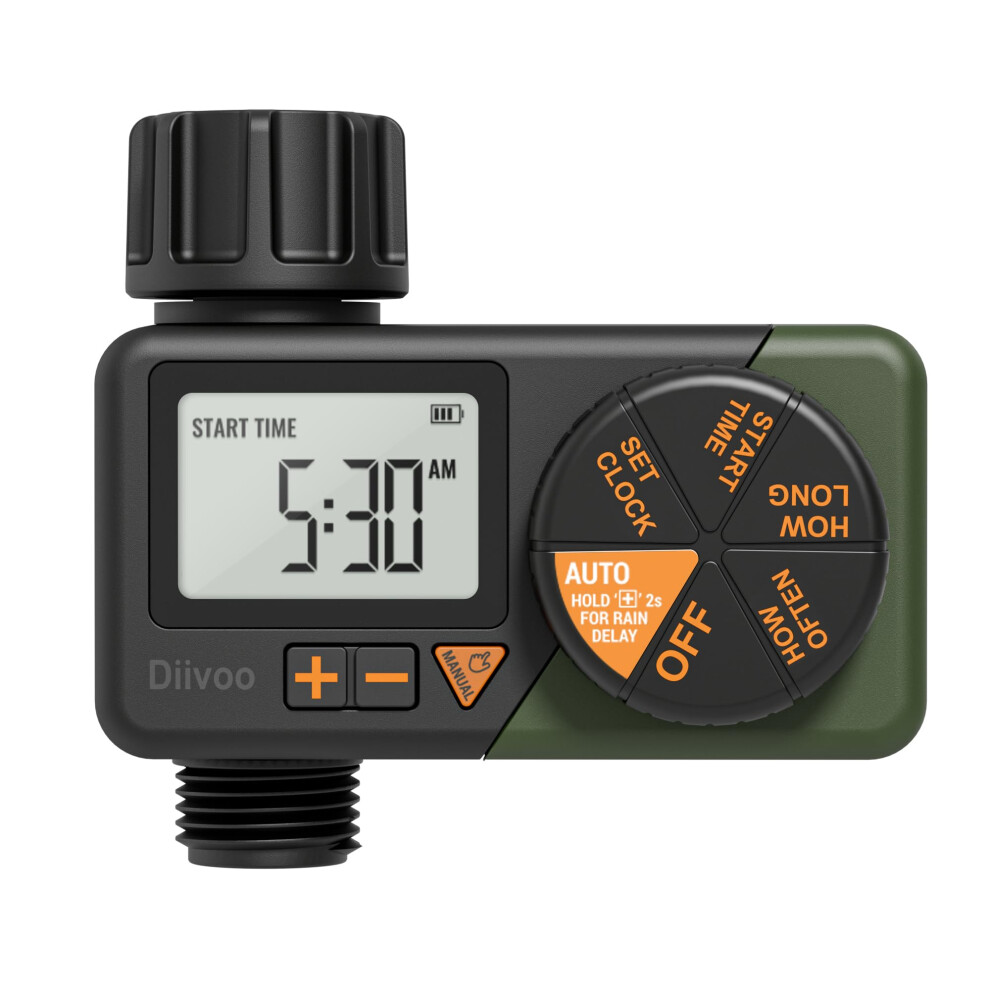 Diivoo Water Sprinkler Timer, Irrigation Hose Timer With Weekly And Daily Programs, Rain Delay And Manual Watering For Lawns And Gardens