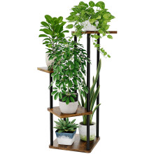 Bamworld Plant Stand Indoor Metal Plant Shelf for Multiple Plants Small Corner Flower Stand for Patio Garden Balcony Living Room Bedroom?4 Tier-Brown