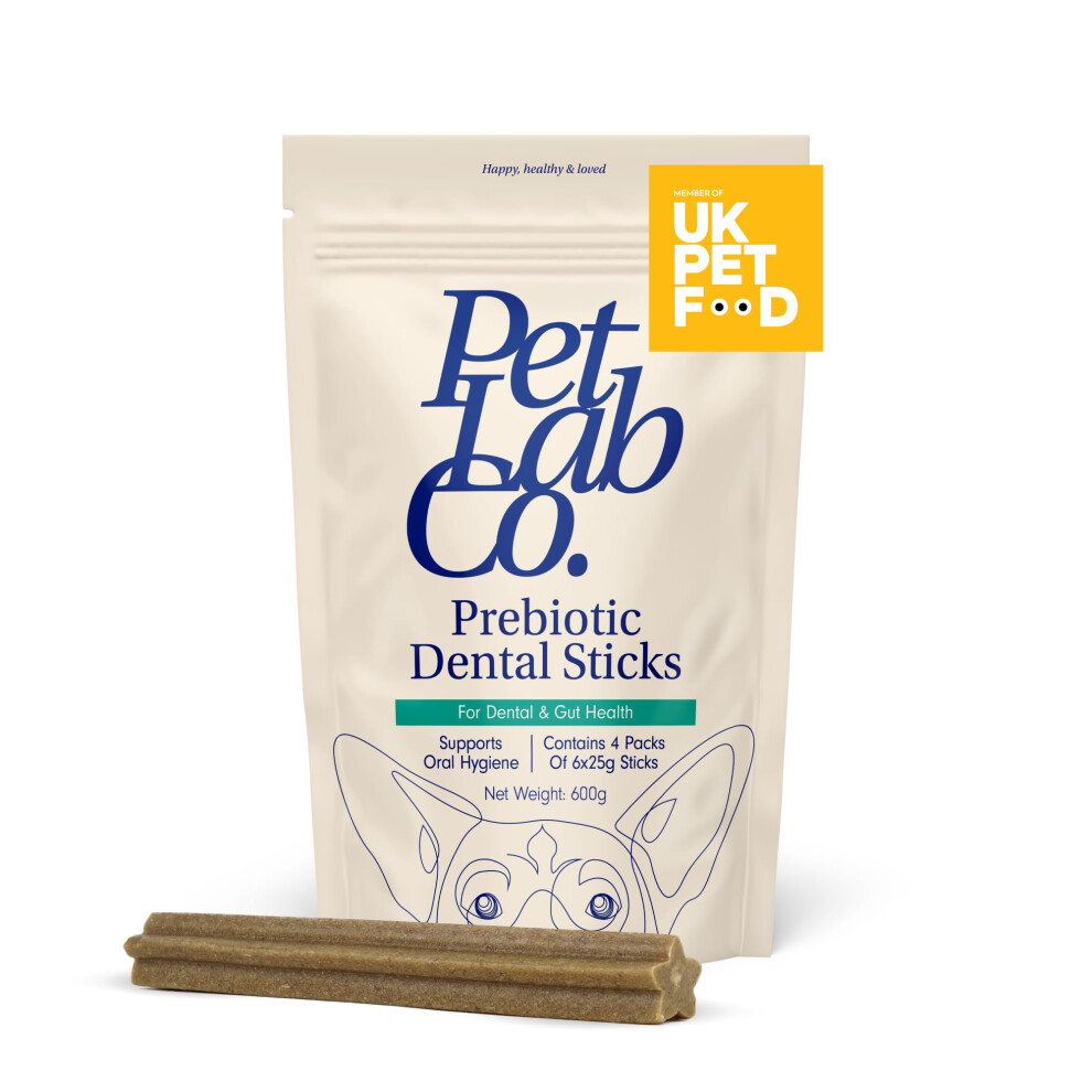 Petlab Co. Prebiotic Dental Sticks, Dog Dental Sticks To Target Plaque Build-Up At The Source & Keep Breath Fresh, 600 grams