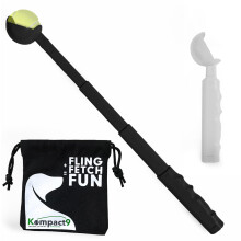 Kompact9 - Retractable, Pocket Sized Dog Ball Thrower, Made From Recycled Plastic, UK Designed and Manufactured, Fits a Standard Tennis Ball (Black)