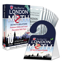 LONDON MOTH KILLER-10 (TEN) Premium Sticky Pheromone Moth Traps for the Common Clothes Moth and similar variants, for Wardrobes, Clothes and Carpets.