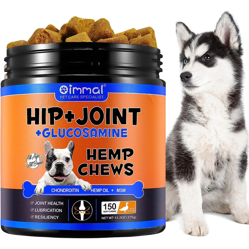 RSGRT Hip and Joint Supplements Chews for Dogs, 150PCS Hip & Joint Care Tablets with Glucosamine, Chondroitin, Green-Lipped Mussels and Vitamins for