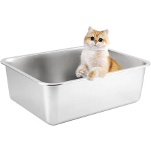 Cat Litter Tray Litter Tray Cat Litter Box, Rustproof, Never Absorbs Odors, Stainless Steel Litter Tray for Cats Rabbits
