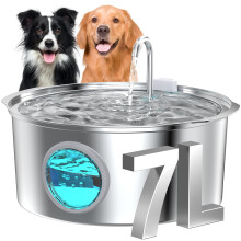 Dog Water Fountain for Drinking: Stainless Steel Cat Water Fountain for Drinking - 7L/236oz/1.8G Quiet Pet Fountain Water Bowl - Convenient