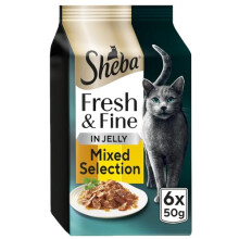 SHEBA Fresh and Fine Cat Pouches with Chicken and Turkey in Jelly 8x 6x50 g ? Tasty Wet Cat Food with Chicken and Turkey