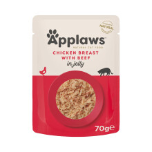 Applaws Natural Wet Adult Cat Food, Chicken with Beef in Jelly, 70g Pouch ( Pack of 16 Pouches)
