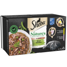 SHEBA Nature?s Collection Cat Trays Mixed Selection in Gravy 85 g, 8 Count (Pack of 4)