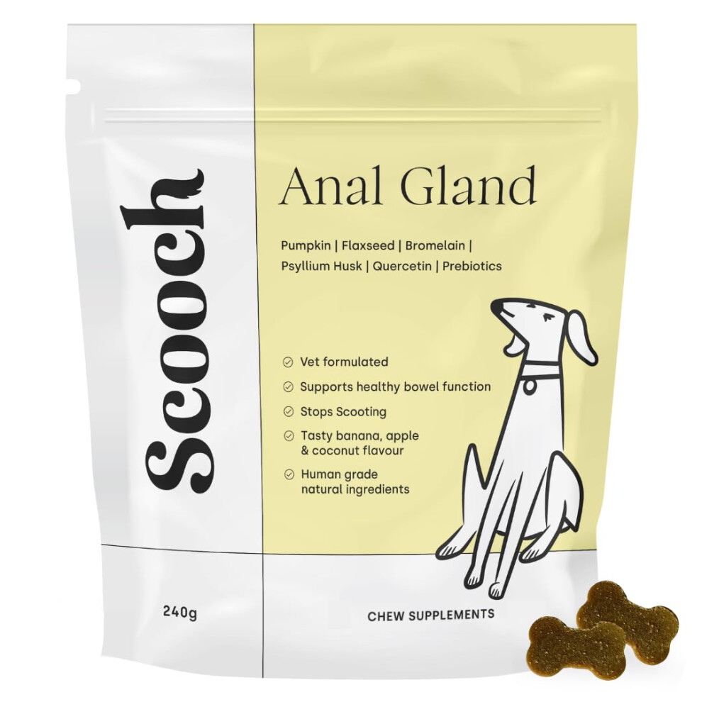 Scooch New Anal Gland Dog Supplement | Stop Scooting & Fishy Odour | Boosts Gut Health & Digestion | Human Grade | Vet-Formulated | Zero Nasties |