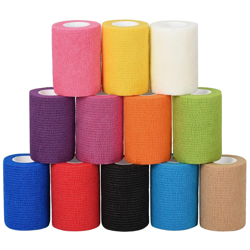Sagafly 12 Rolls Self Adherent Cohesive Bandages 7.5Cm X 4.5M Self Adherent Bandage Pet Vet Wrap For Dogs Horses Self Adhesive Bandage Wrap Elastic