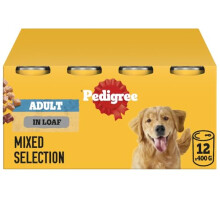 Pedigree Adult - Wet Dog Food - for Adult Dogs - Can Mixed Selection in Loaf - 12 x 400g