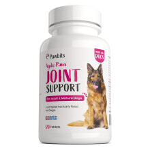 Pawbits 120 Adult Senior Dog Hip & Joint Supplements for Older Mature Dogs. High Strength Green Lipped Mussel Supplement for Elderly Dogs with Stiff