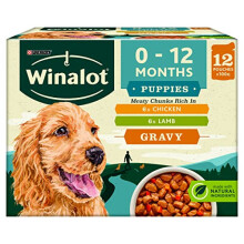 Winalot Puppy Mixed in Gravy Wet Dog Food Pouches 12x100g, Pack of 4